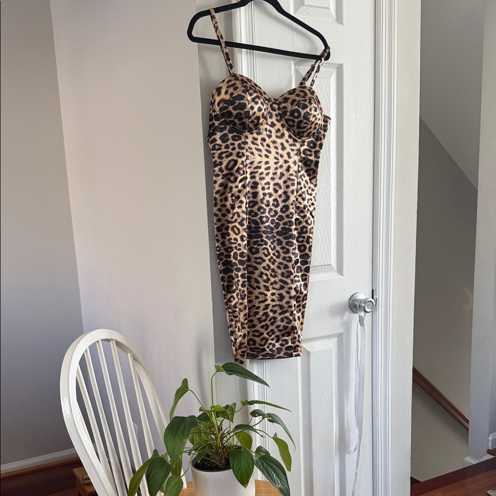 Patrizia Luca Leopard Print Slip Dress - Tan, Brown